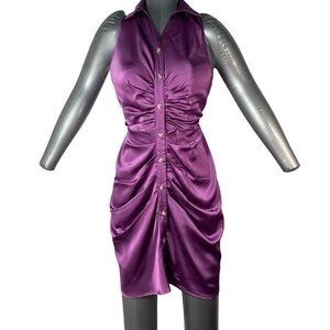 NWT Lunajany short sleeve collared silky dress size S